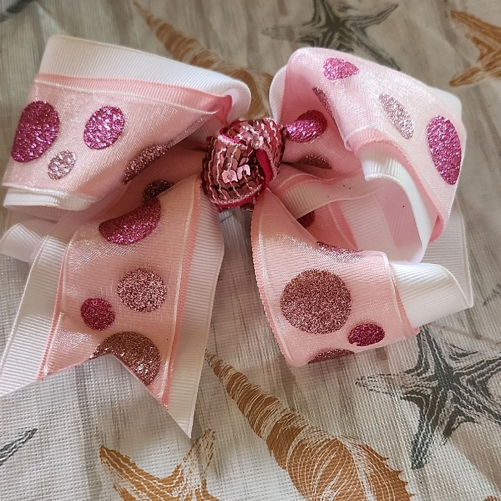 Pink Polka Dot Hair Bow for Kids